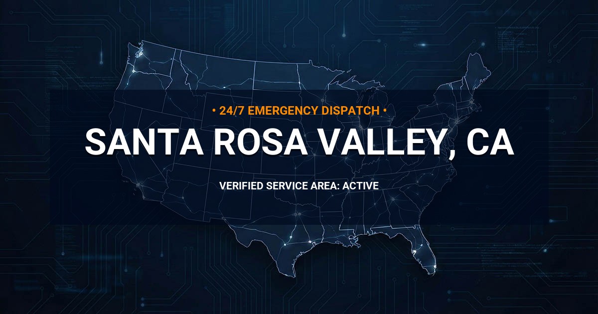 Emergency Plumbing Dispatch Map for Plumbing Services: Santa Rosa Valley, CA