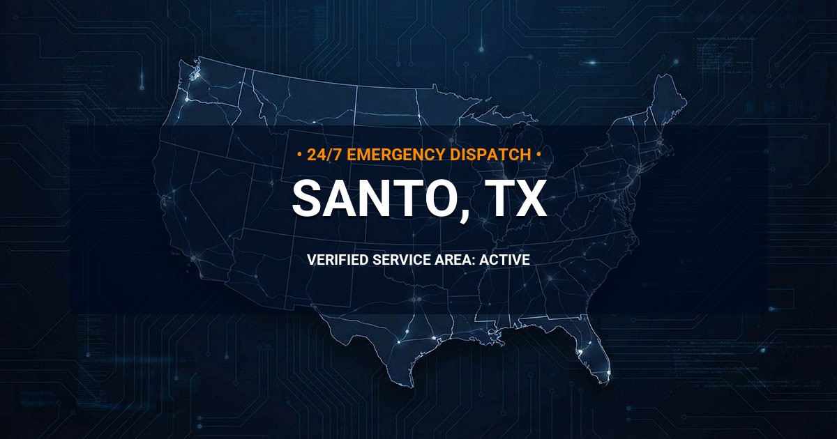 Emergency Plumbing Dispatch Map for Plumbing Services: Santo, TX