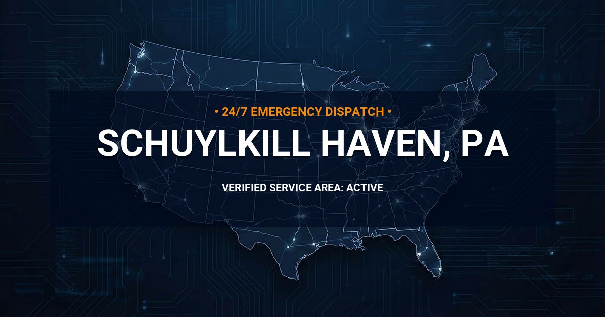 Emergency Plumbing Dispatch Map for Plumbing Services: Schuylkill Haven, PA