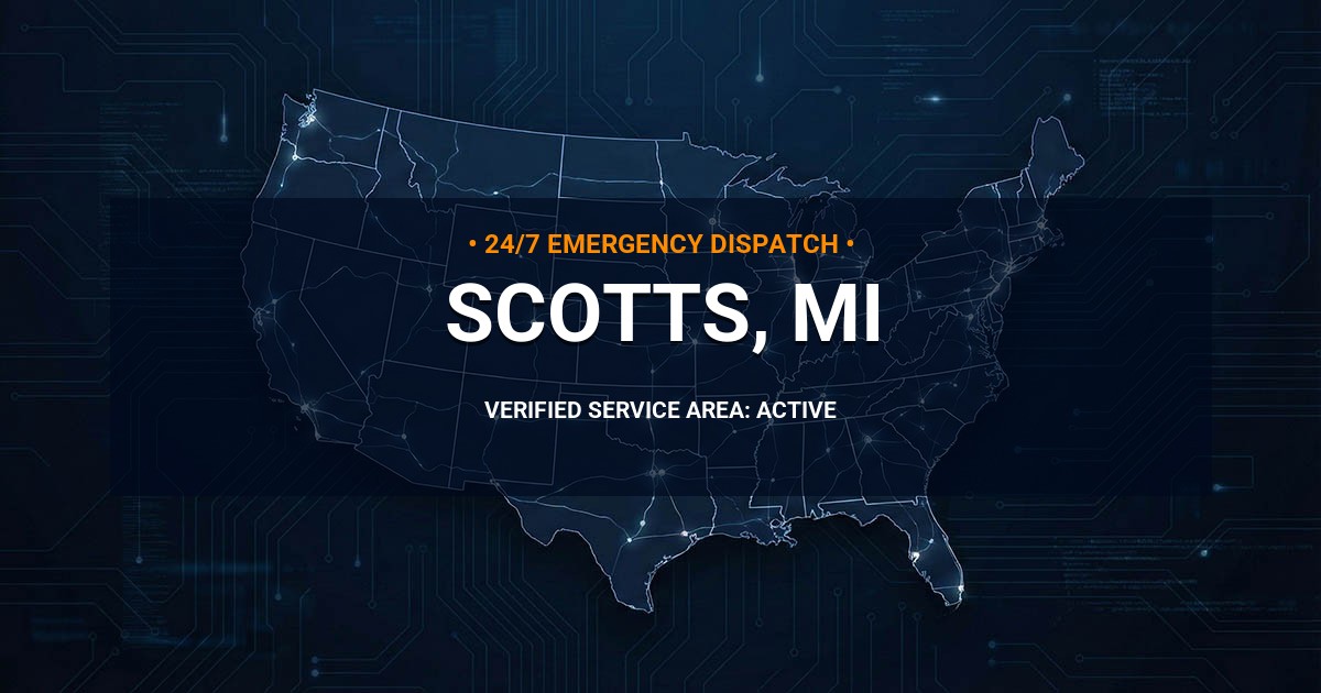 Emergency Plumbing Dispatch Map for Plumbing Services: Scotts, MI