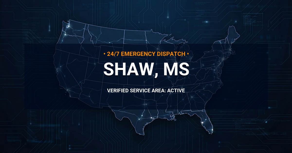 Emergency Plumbing Dispatch Map for Plumbing Services: Shaw, MS