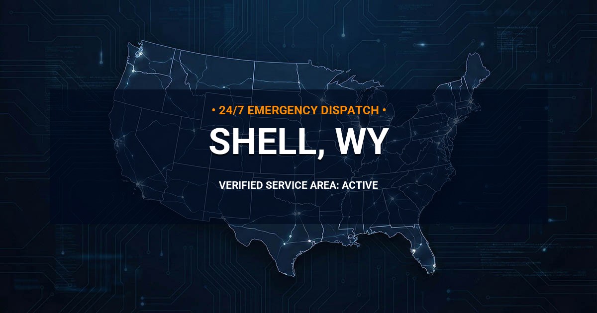 Emergency Plumbing Dispatch Map for Plumbing Services: Shell, WY