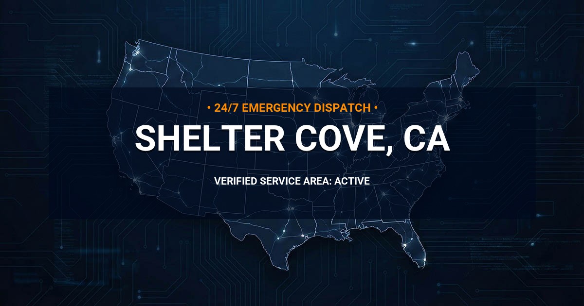 Emergency Plumbing Dispatch Map for Plumbing Services: Shelter Cove, CA