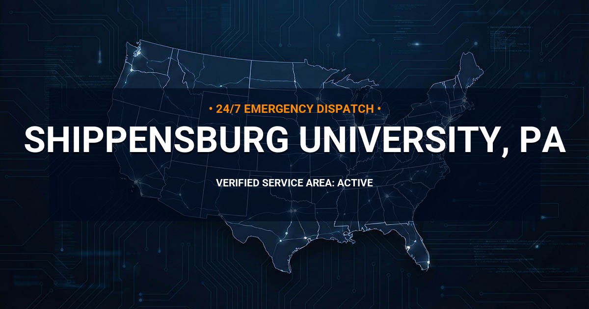 Emergency Plumbing Dispatch Map for Plumbing Services: Shippensburg University, PA