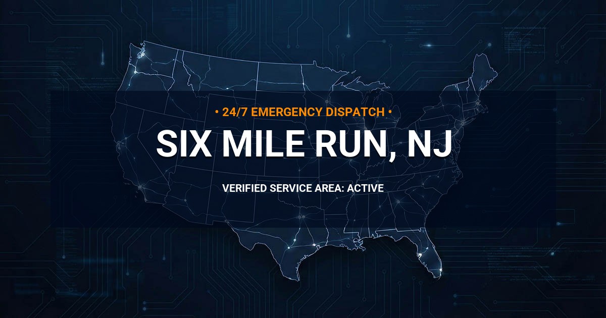 Emergency Plumbing Dispatch Map for Plumbing Services: Six Mile Run, NJ