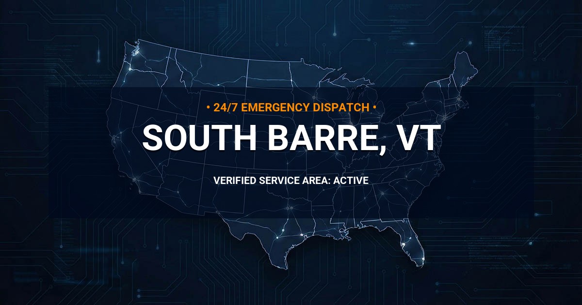 Emergency Plumbing Dispatch Map for Plumbing Services: South Barre, VT