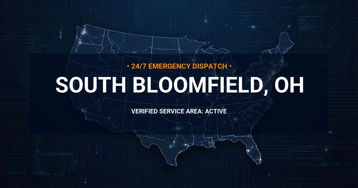 Emergency Plumbing Dispatch Map for Plumbing Services: South Bloomfield, OH