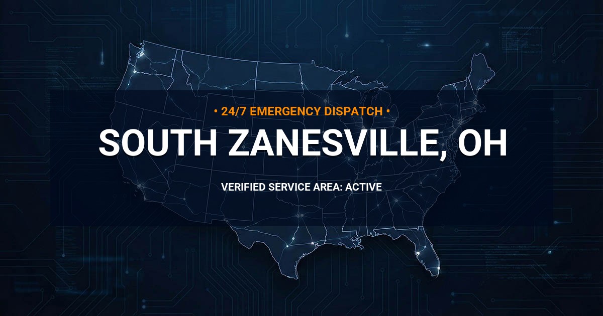 Emergency Plumbing Dispatch Map for Plumbing Services: South Zanesville, OH