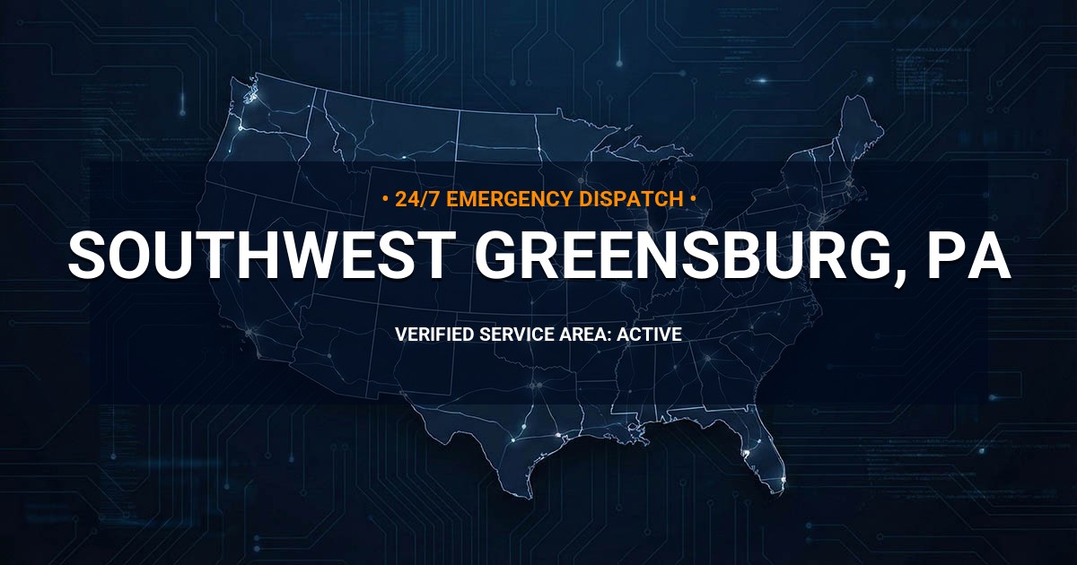 Emergency Plumbing Dispatch Map for Plumbing Services: Southwest Greensburg, PA