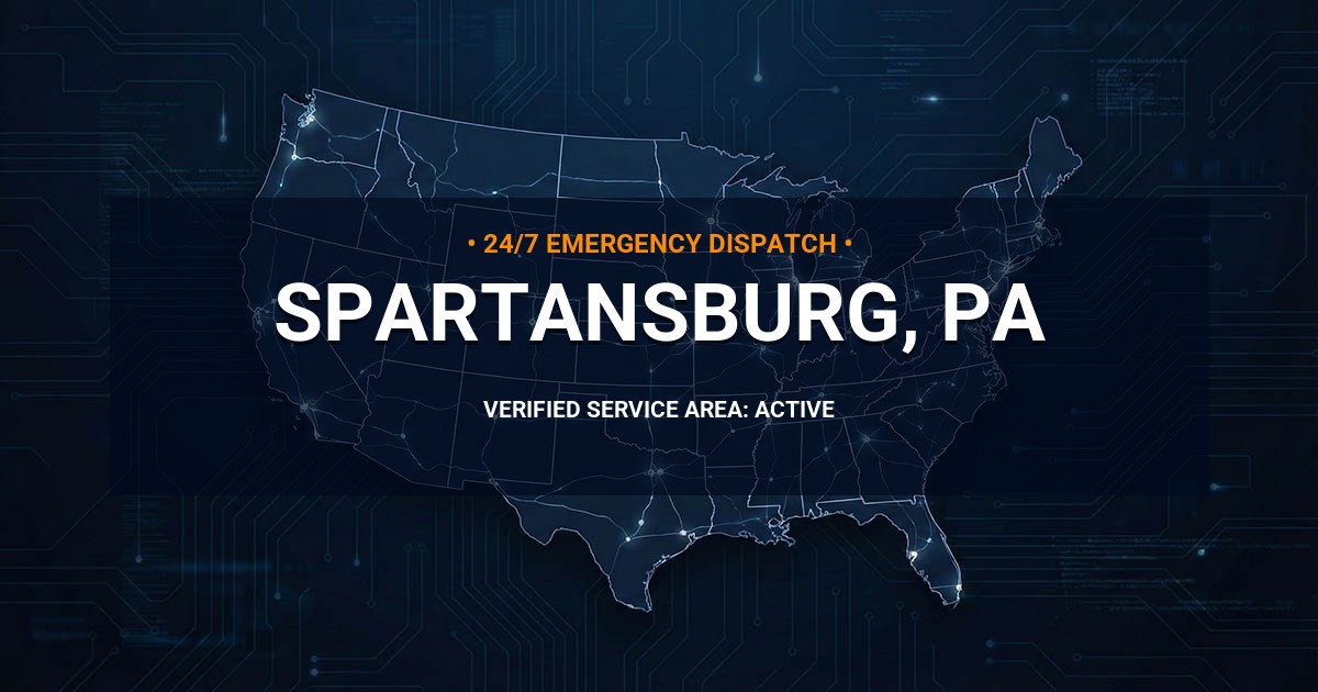 Emergency Plumbing Dispatch Map for Plumbing Services: Spartansburg, PA