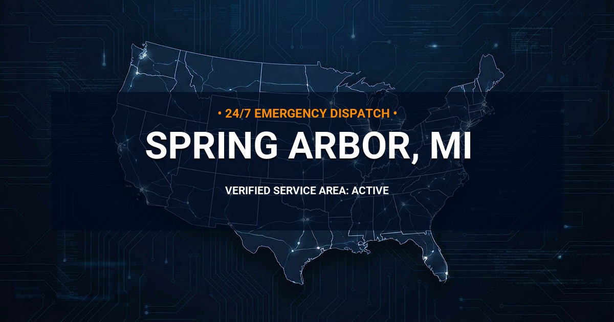 Emergency Plumbing Dispatch Map for Plumbing Services: Spring Arbor, MI
