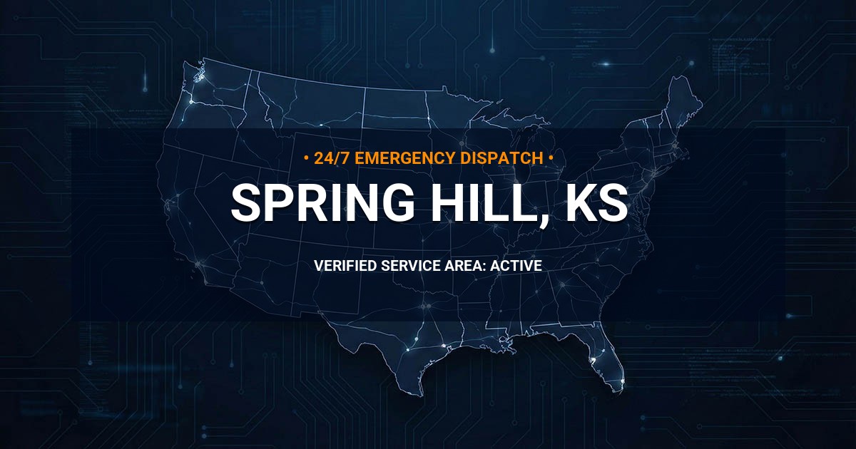 Emergency Plumbing Dispatch Map for Plumbing Services: Spring Hill, KS