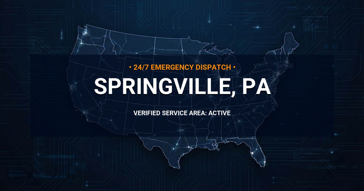Emergency Plumbing Dispatch Map for Plumbing Services: Springville, PA