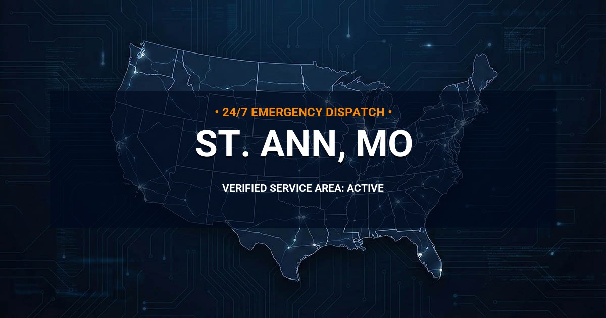 Emergency Plumbing Dispatch Map for Plumbing Services: St. Ann, MO