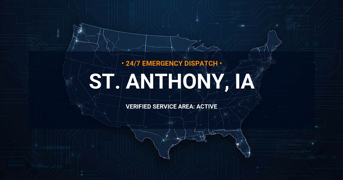Emergency Plumbing Dispatch Map for Plumbing Services: St. Anthony, IA