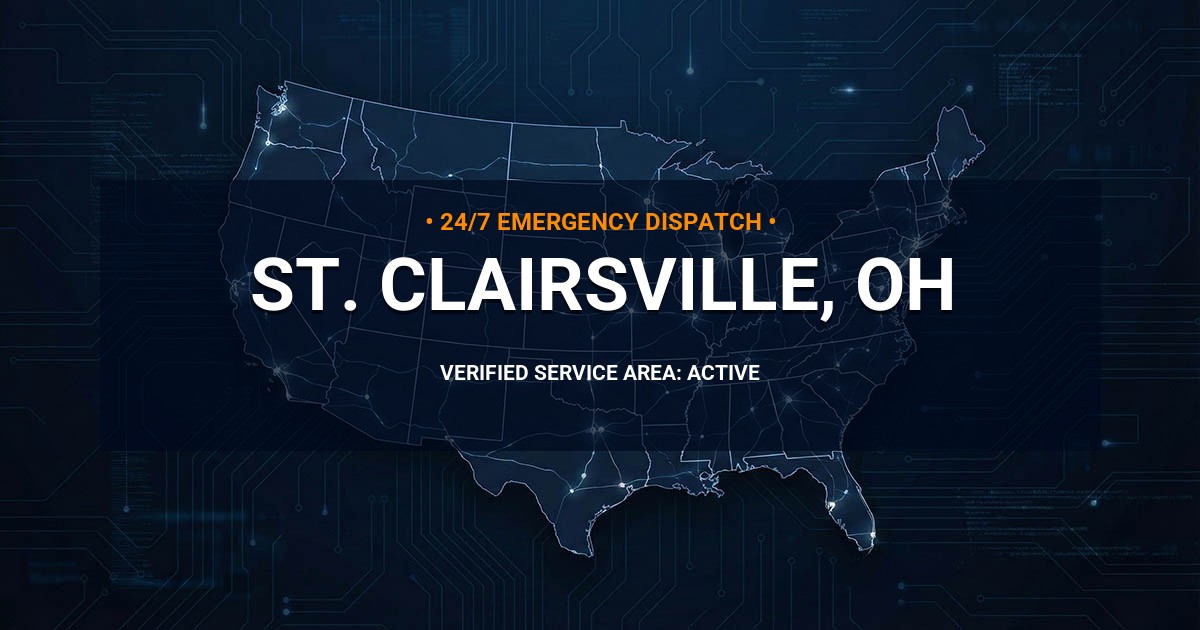 Emergency Plumbing Dispatch Map for Plumbing Services: St. Clairsville, OH