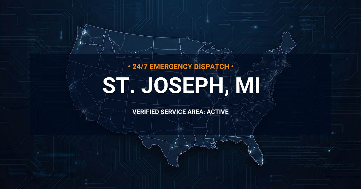 Emergency Plumbing Dispatch Map for Plumbing Services: St. Joseph, MI