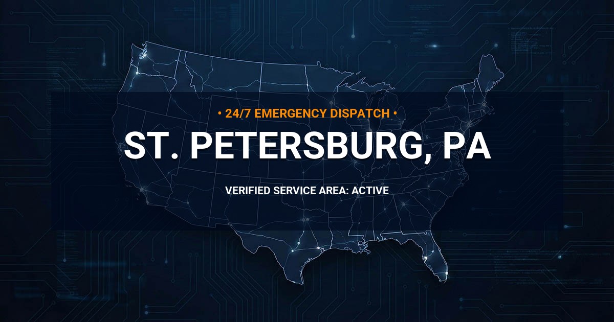 Emergency Plumbing Dispatch Map for Plumbing Services: St. Petersburg, PA