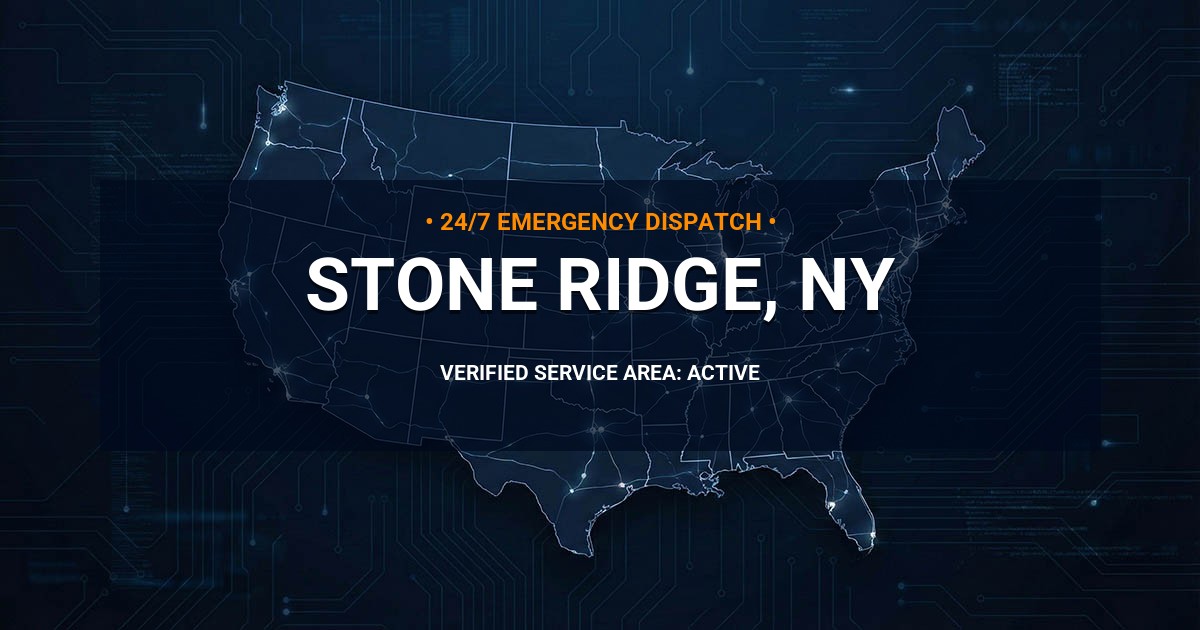Emergency Plumbing Dispatch Map for Plumbing Services: Stone Ridge, NY