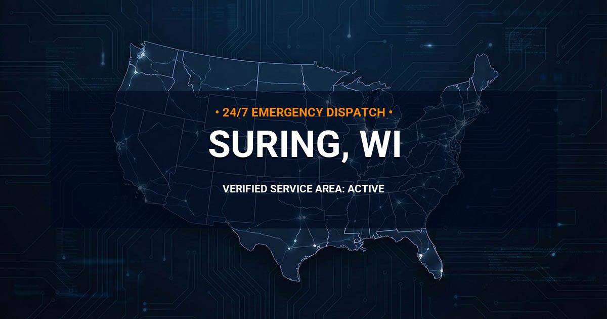 Emergency Plumbing Dispatch Map for Plumbing Services: Suring, WI