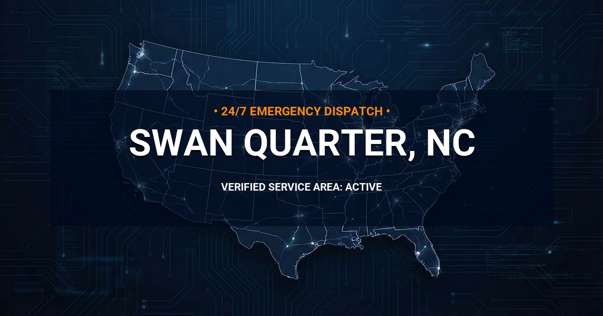 Emergency Plumbing Dispatch Map for Plumbing Services: Swan Quarter, NC