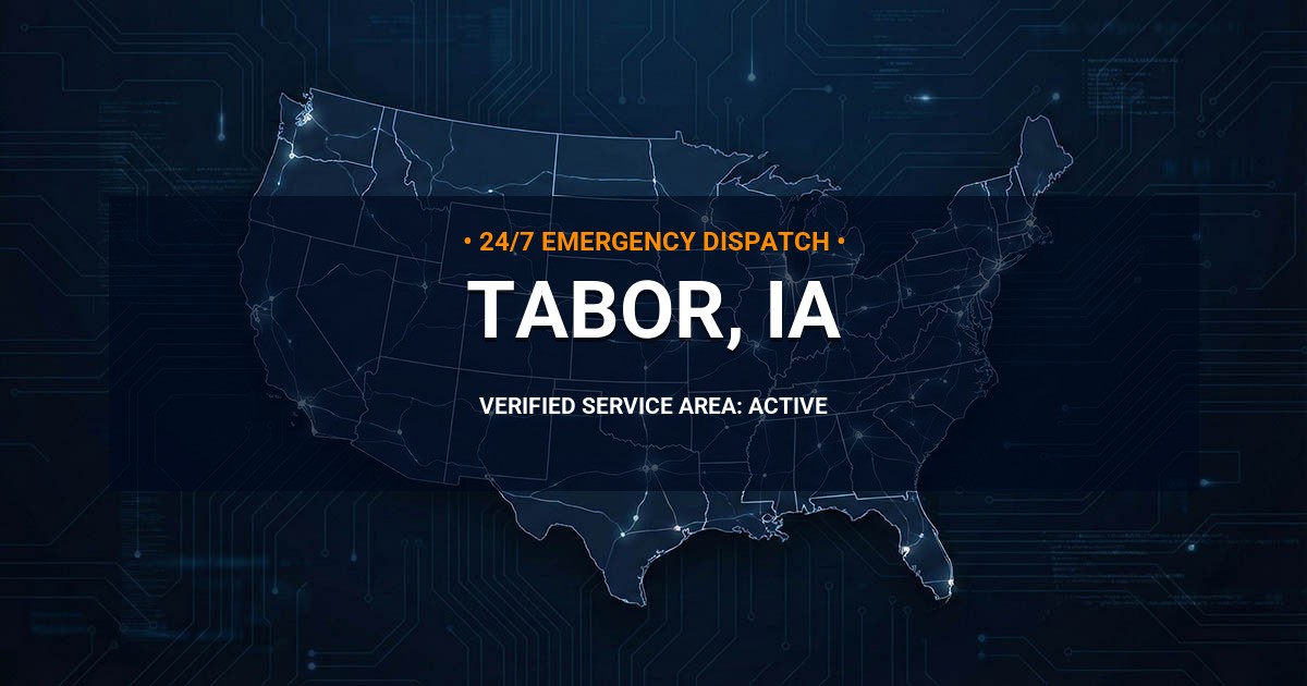 Emergency Plumbing Dispatch Map for Plumbing Services: Tabor, IA
