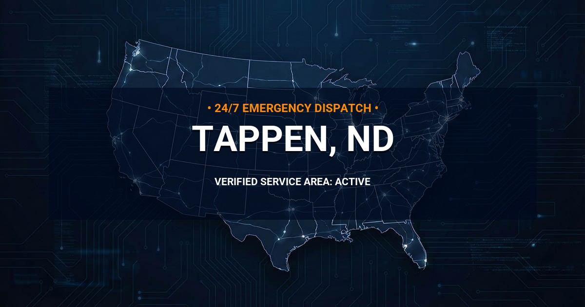 Emergency Plumbing Dispatch Map for Plumbing Services: Tappen, ND