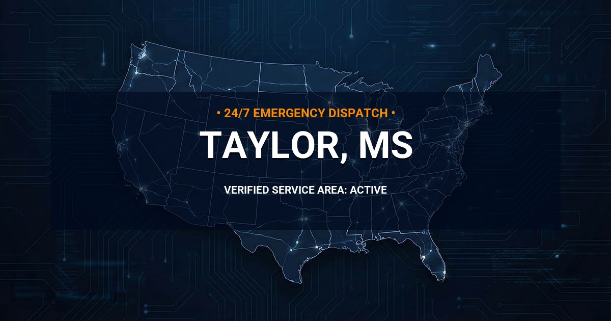 Emergency Plumbing Dispatch Map for Plumbing Services: Taylor, MS