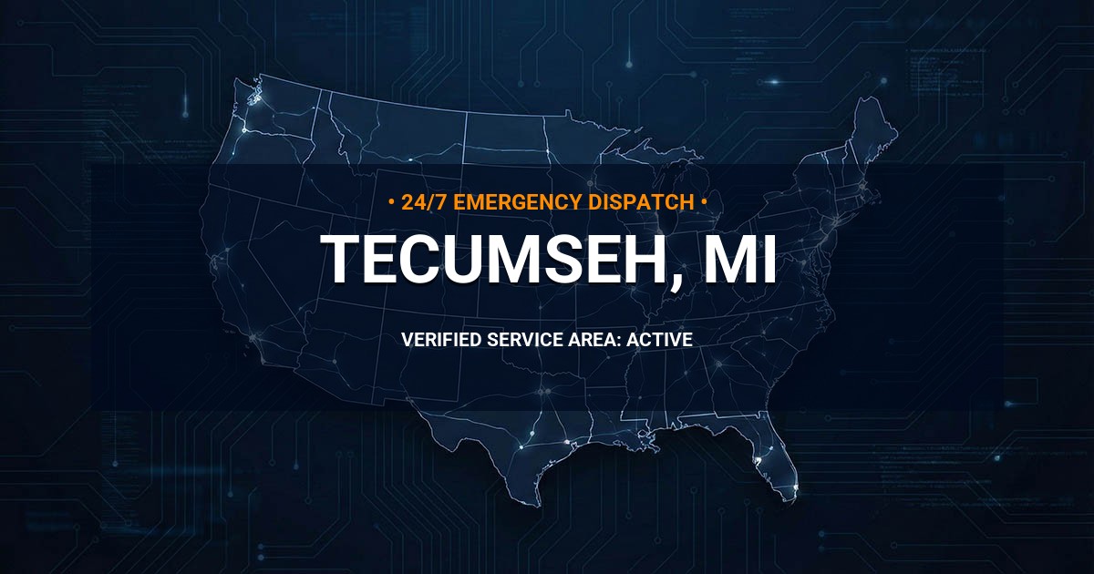 Emergency Plumbing Dispatch Map for Plumbing Services: Tecumseh, MI