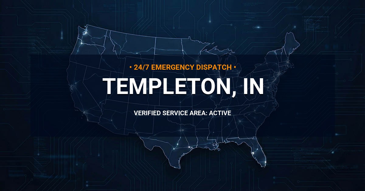 Emergency Plumbing Dispatch Map for Plumbing Services: Templeton, IN