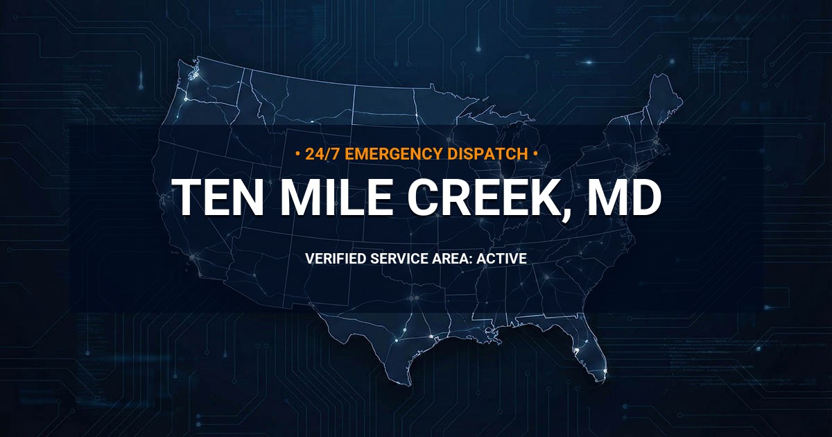 Emergency Plumbing Dispatch Map for Plumbing Services: Ten Mile Creek, MD