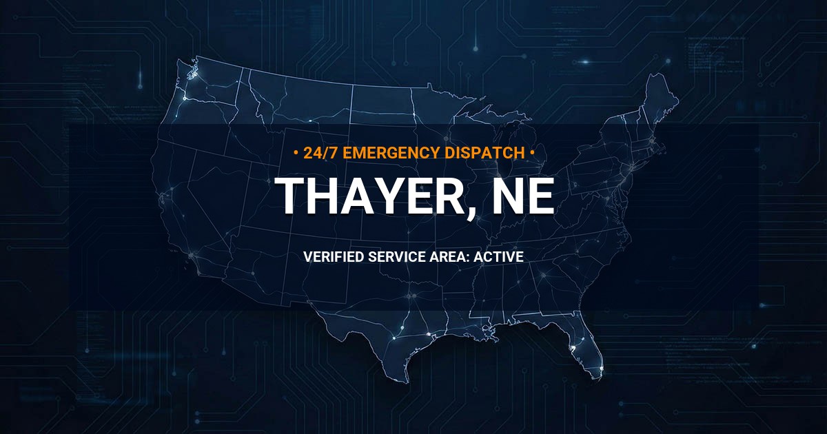 Emergency Plumbing Dispatch Map for Plumbing Services: Thayer, NE