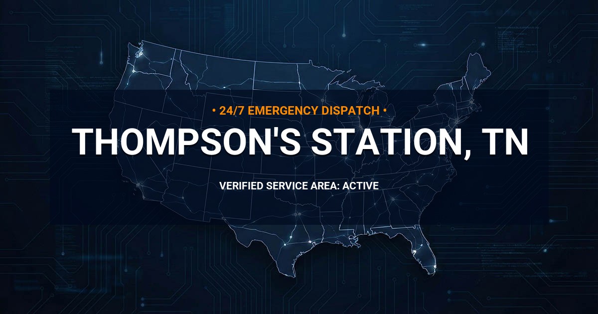 Emergency Plumbing Dispatch Map for Plumbing Services: Thompson's Station, TN