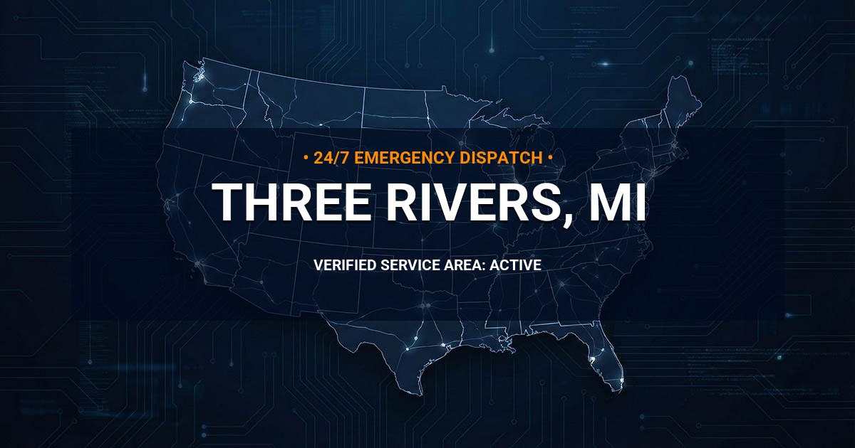 Emergency Plumbing Dispatch Map for Plumbing Services: Three Rivers, MI