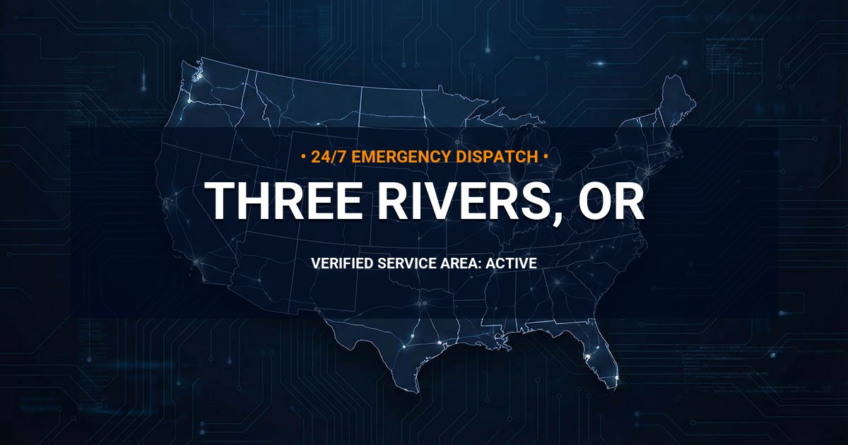 Emergency Plumbing Dispatch Map for Plumbing Services: Three Rivers, OR