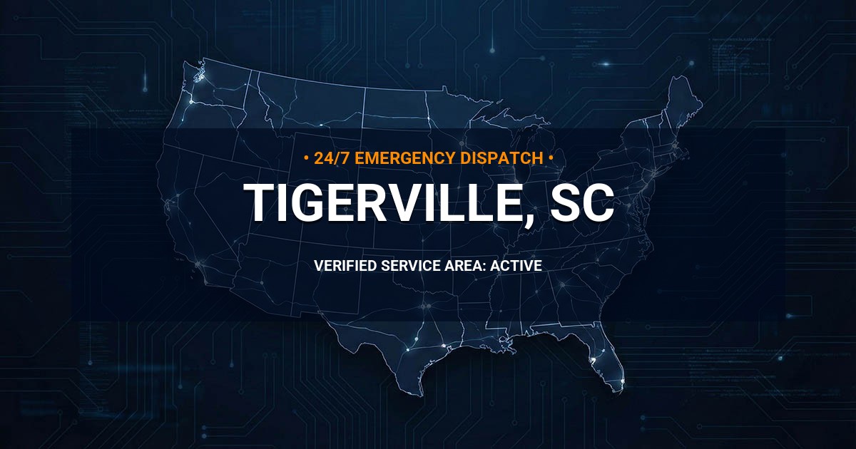 Emergency Plumbing Dispatch Map for Plumbing Services: Tigerville, SC