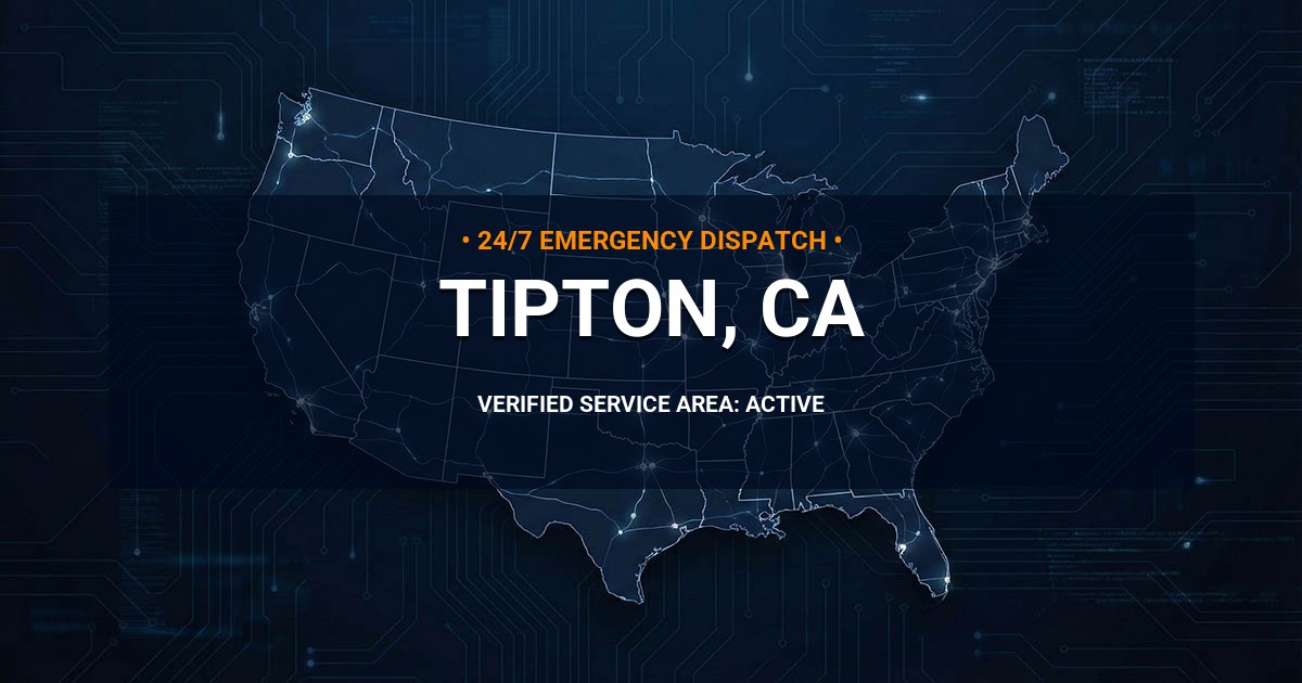 Emergency Plumbing Dispatch Map for Plumbing Services: Tipton, CA