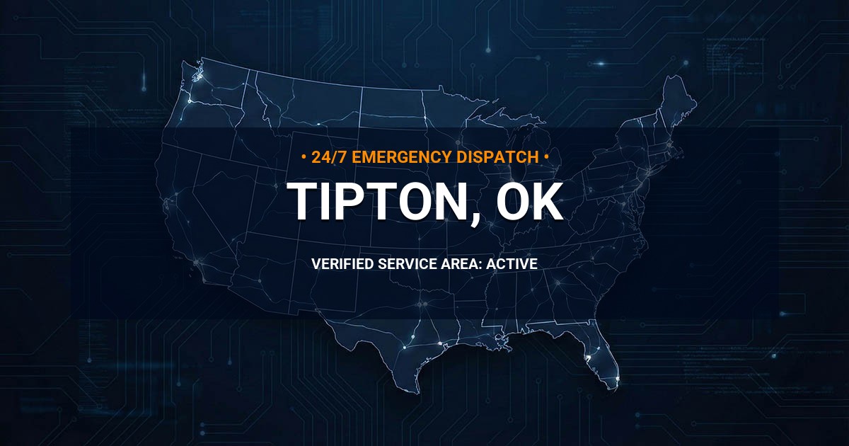 Emergency Plumbing Dispatch Map for Plumbing Services: Tipton, OK