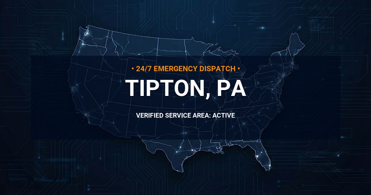 Emergency Plumbing Dispatch Map for Plumbing Services: Tipton, PA