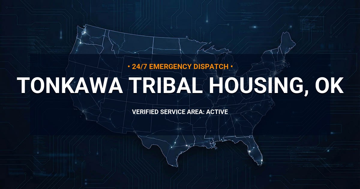 Emergency Plumbing Dispatch Map for Plumbing Services: Tonkawa Tribal Housing, OK