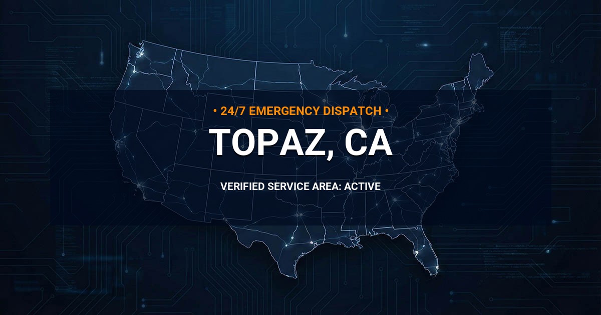 Emergency Plumbing Dispatch Map for Plumbing Services: Topaz, CA