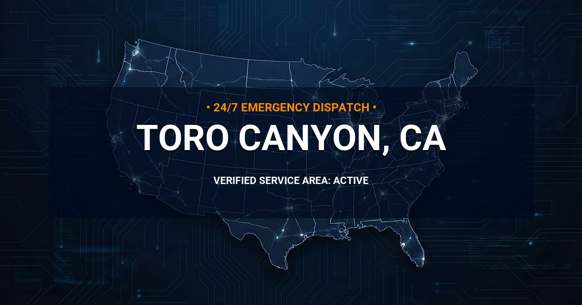 Emergency Plumbing Dispatch Map for Plumbing Services: Toro Canyon, CA
