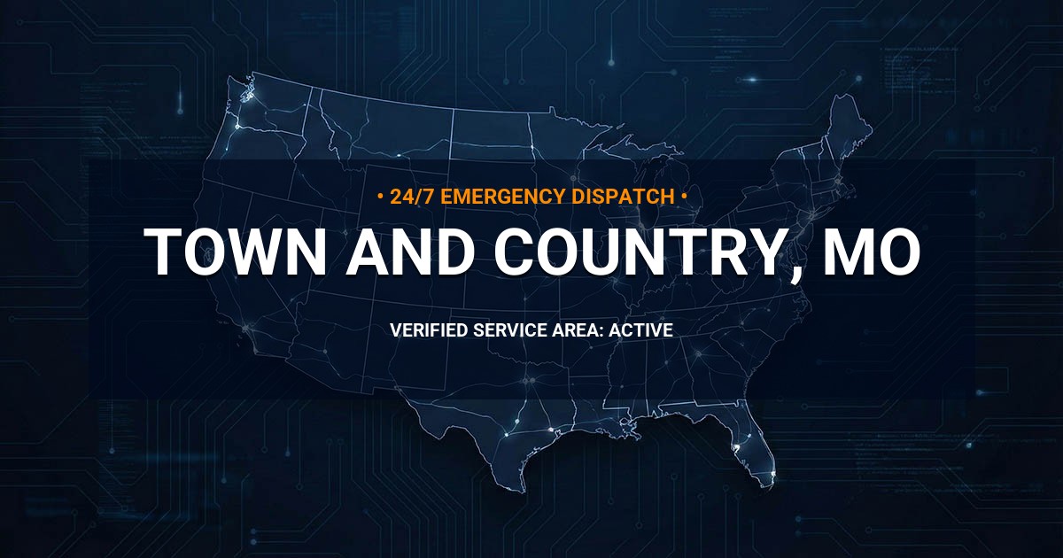 Emergency Plumbing Dispatch Map for Plumbing Services: Town and Country, MO