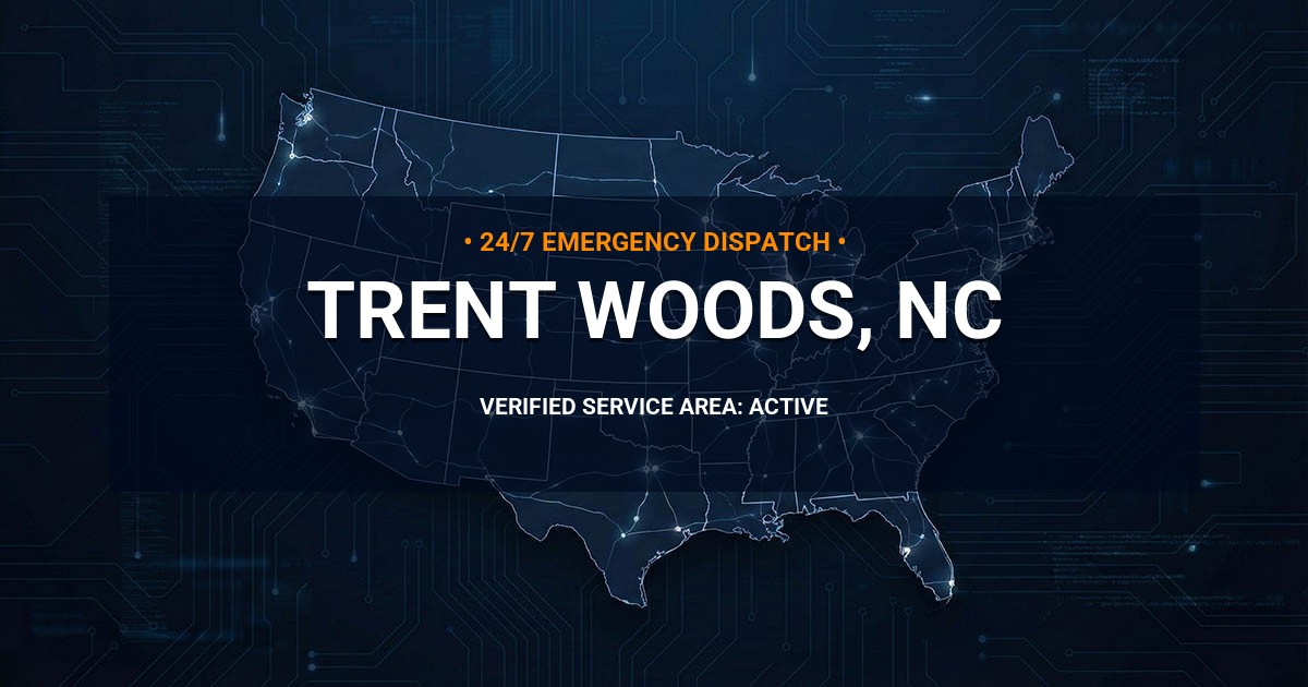 Emergency Plumbing Dispatch Map for Plumbing Services: Trent Woods, NC