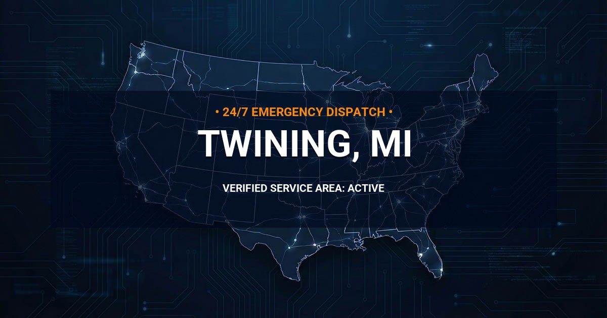 Emergency Plumbing Dispatch Map for Plumbing Services: Twining, MI