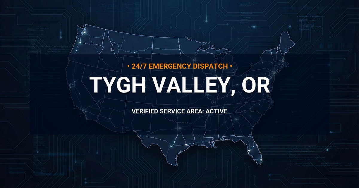 Emergency Plumbing Dispatch Map for Plumbing Services: Tygh Valley, OR