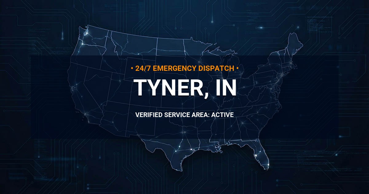 Emergency Plumbing Dispatch Map for Plumbing Services: Tyner, IN