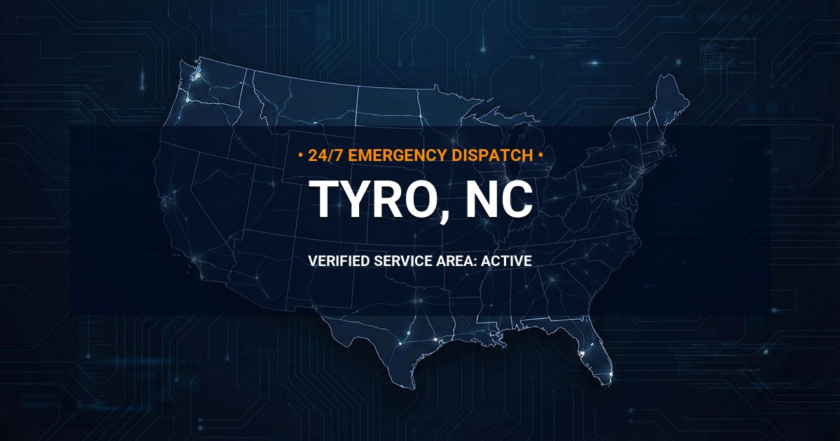 Emergency Plumbing Dispatch Map for Plumbing Services: Tyro, NC