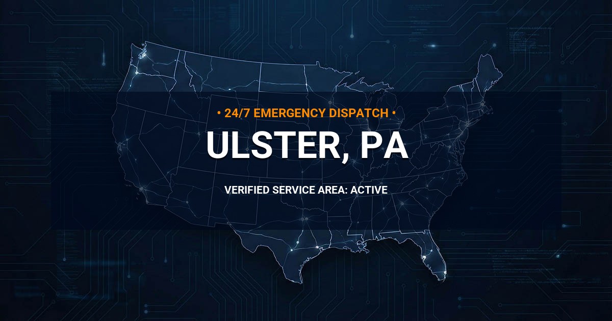 Emergency Plumbing Dispatch Map for Plumbing Services: Ulster, PA