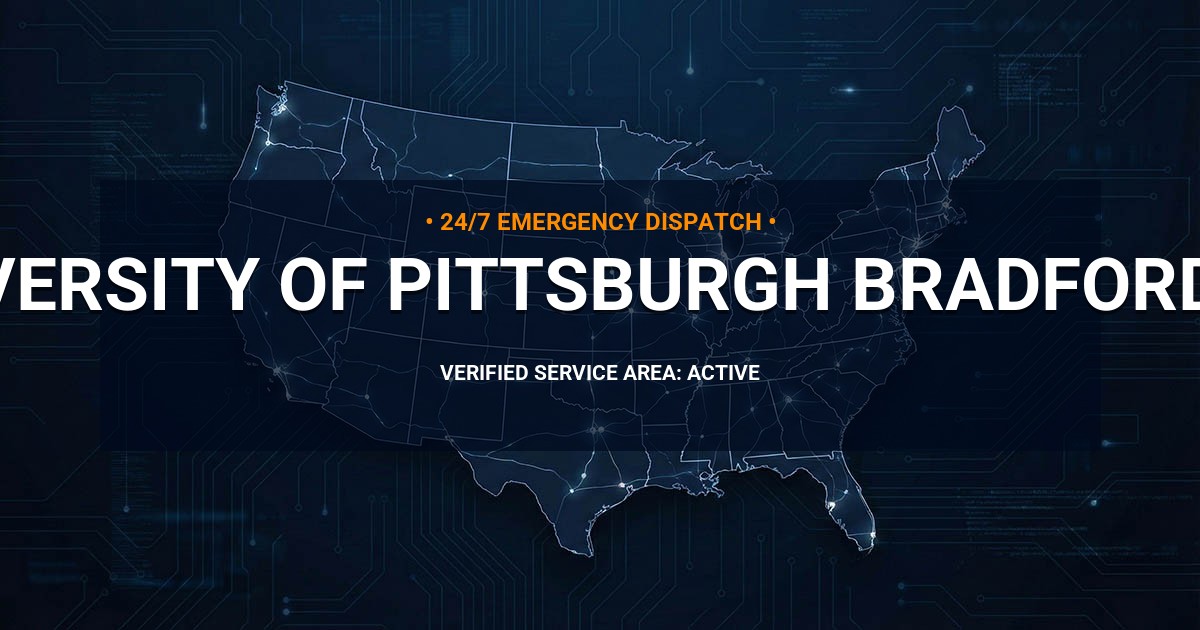 Emergency Plumbing Dispatch Map for Plumbing Services: University of Pittsburgh Bradford, PA